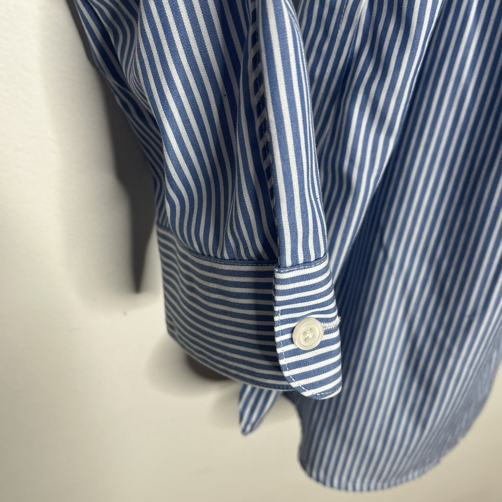Coldwater Creek Striped Button Up Shirt Blue White Womens Size L Heritage Preppy - Picture 5 of 7